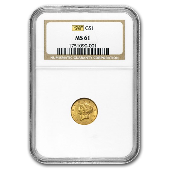 $1 Liberty Head Gold Type 1 MS-61 NGC/PCGS $1 Liberty Head Gold Type 1 MS-61 NGC/PCGS
